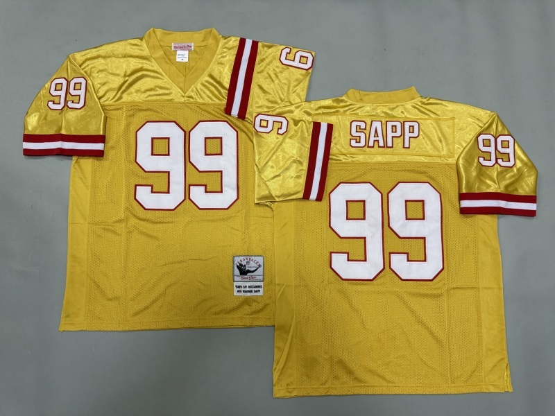 Men 2025 Tampa Bay Buccaneers #99 Sapp yellow Throwback Limited NFL Jersey style 001->tampa bay buccaneers->NFL Jersey